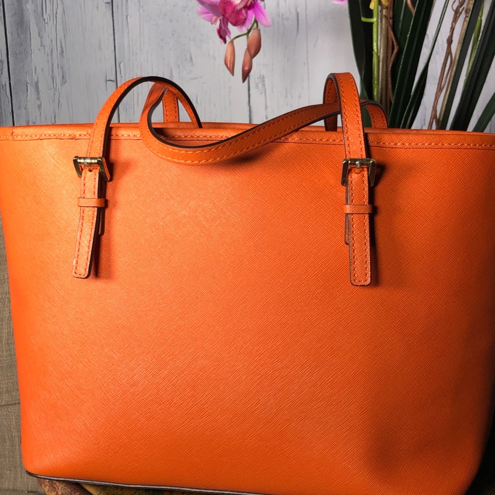 MICHAEL Michael Kors Orange Saffiano Leather Tote - Picture 4 of 8